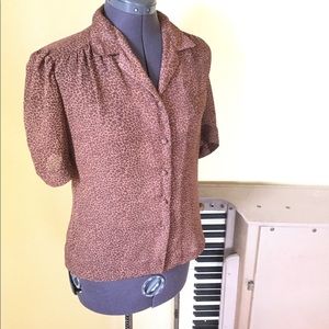 Vintage Animal Print Blouse, Sz S/M